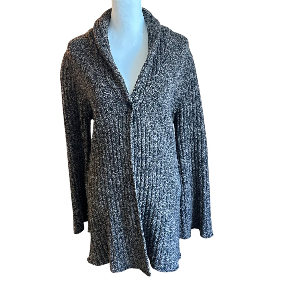 Henri Bendel Cardigan Women's M Gray Brown‎ Wool Cashmere Blend Shawl Collar